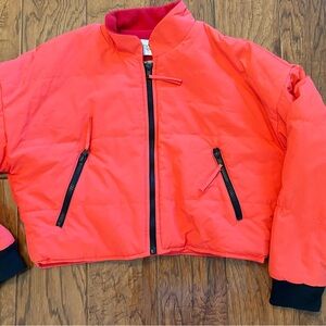 Urban Outfitters cropped Orange Puffer Jacket full front zip